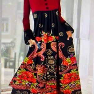 Colorful Floral/Ethnic Long Dress